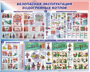 Стенд Безопасная эксплуатация паровых котлов и пуск 950х1200х3 мм. - Пожарная безопасность
